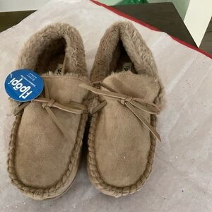 Floopi MicroSuede and Faux-Fur Moccasin Slippers - Women's Large (Size 9-10)